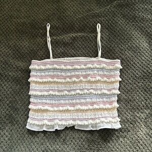 Rainbow stripped beaded tube top